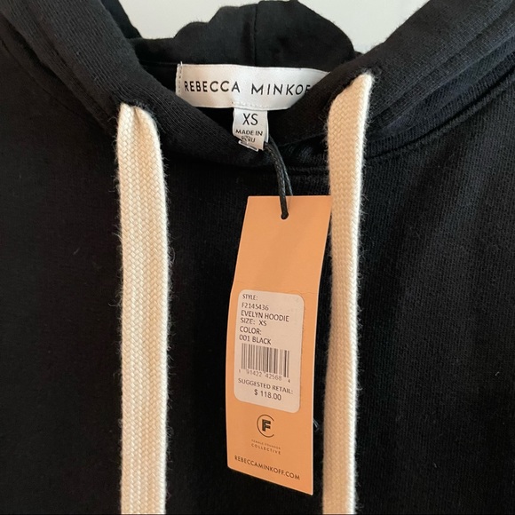 NWT Rebecca Minkoff 100% Cotton Evelyn Hoodie in Black (Women’s Size XS) - Picture 11 of 12